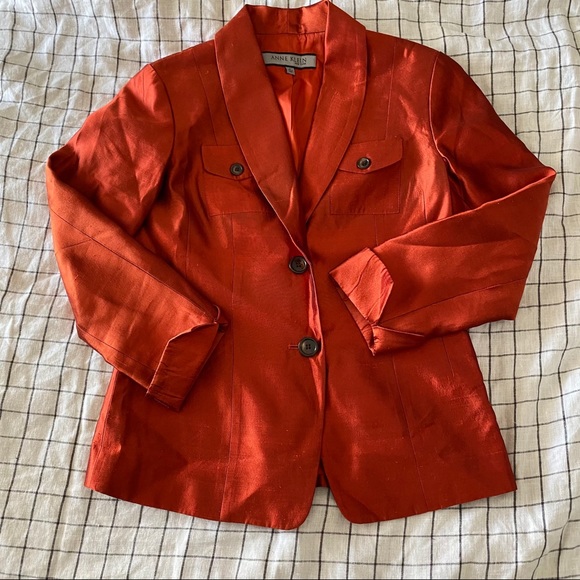 VINTAGE ANNE KLEIN - Silk Jacket in Copper/Orange - Picture 2 of 3